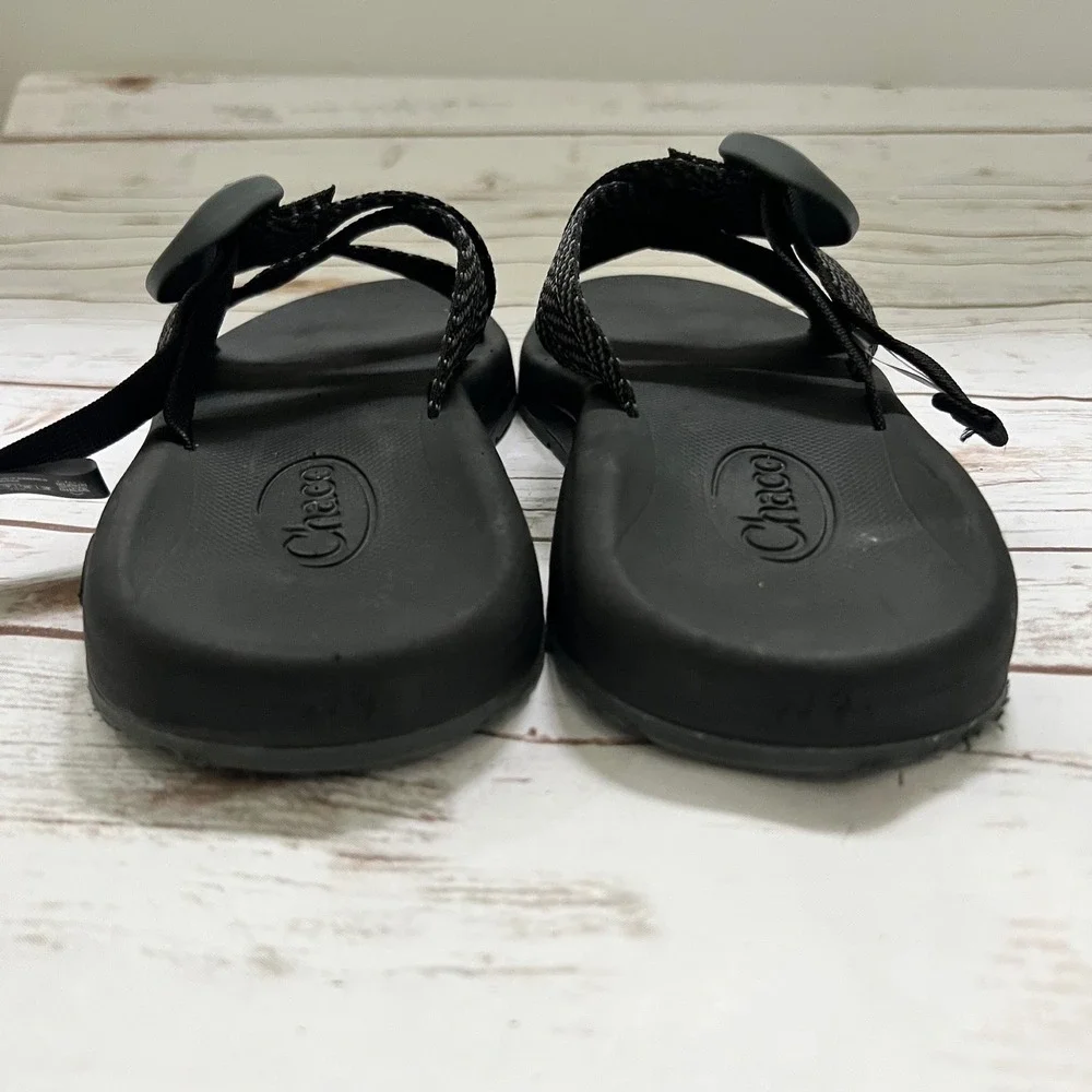 Chaco Z/Cloud Slide Sandals Black White Chevron Straps Womens 9